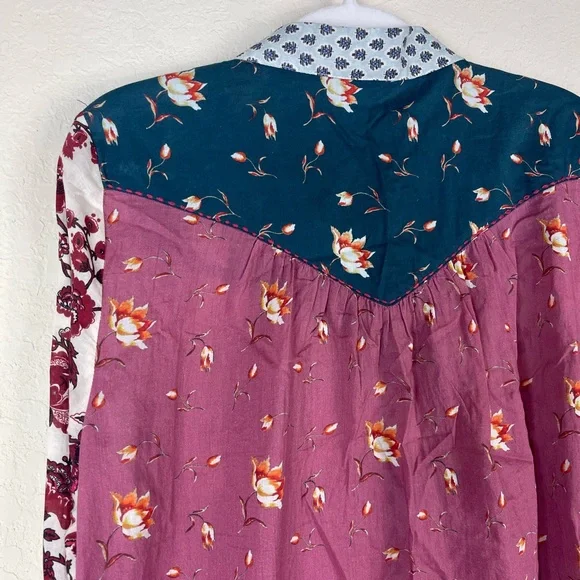 Sundance Abigale Patchwork Pearl Snap Floral Shirt Size Large - Picture 7 of 8